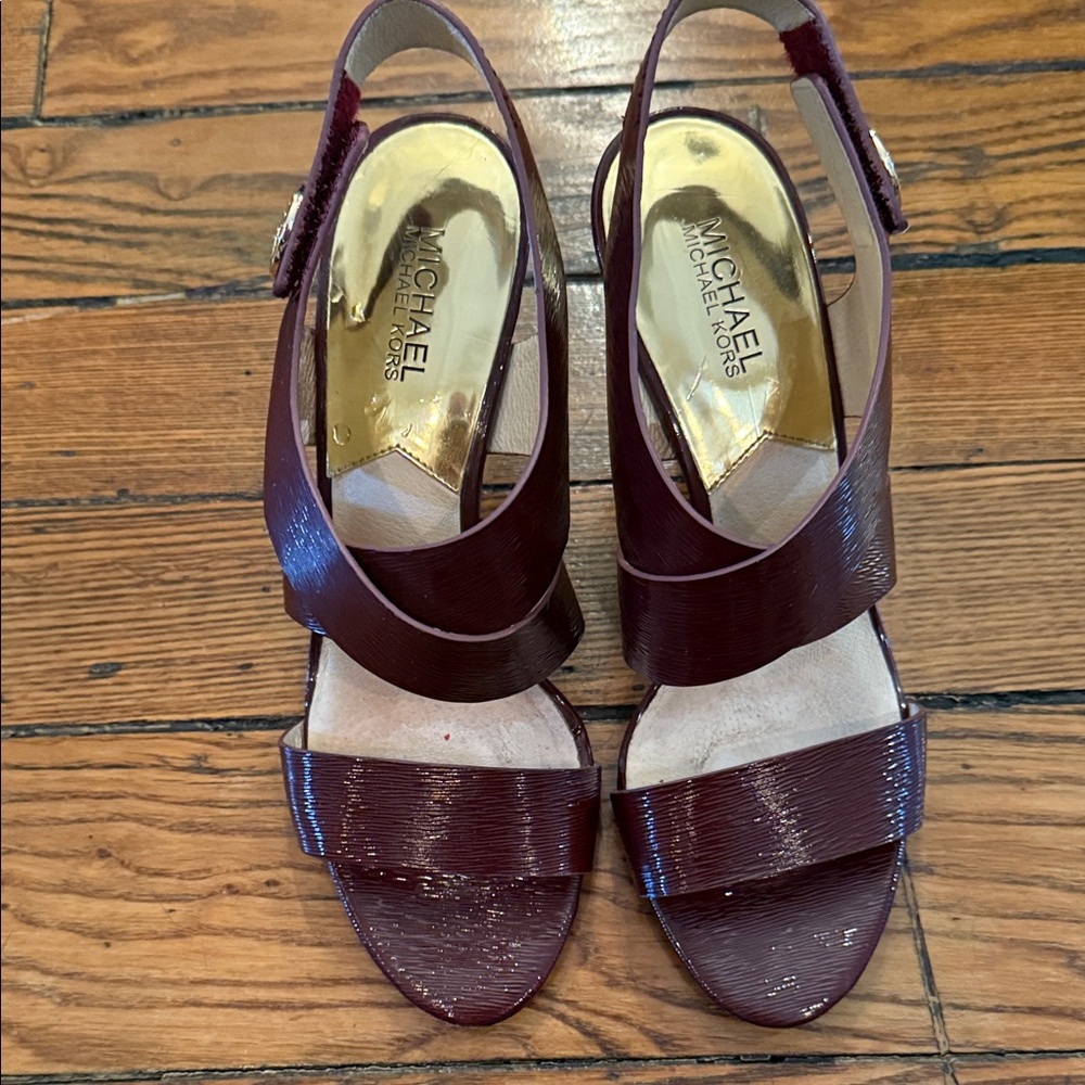 Michael Kors Deep Red/Brown Strappy Sandals